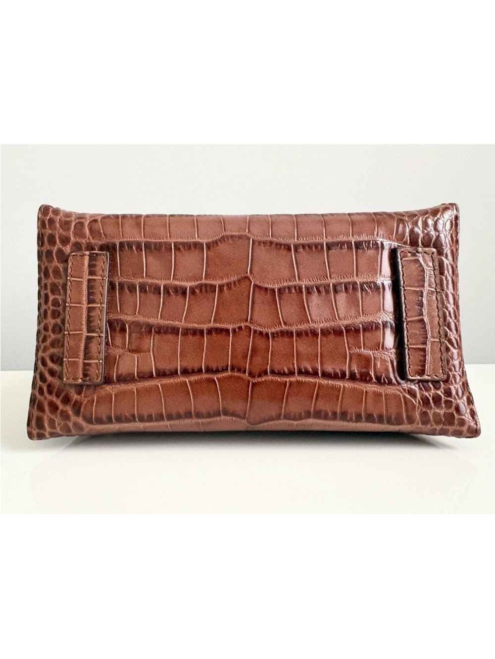NEW Strathberry Mosaic Nano Brown Croc Embossed Leather Top Handle Crossbody Bag - Picture 9 of 16